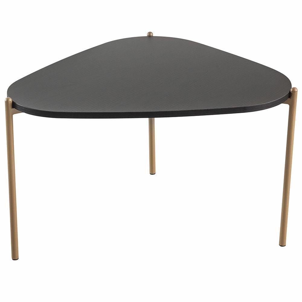 Mesa De Centro Para Sala De Estar Pés Metálicos Alta Adek A03 Nero Dourado - Lyam Decor - 1