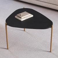 Mesa De Centro Para Sala De Estar Pés Metálicos Alta Adek A03 Nero Dourado - Lyam Decor - 2