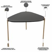 Mesa De Centro Para Sala De Estar Pés Metálicos Alta Adek A03 Nero Dourado - Lyam Decor