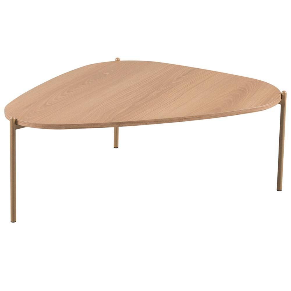 Mesa De Centro Para Sala De Estar Pés Metálicos Baixa Adek A03 Hanover Dourado - Lyam Decor - 1