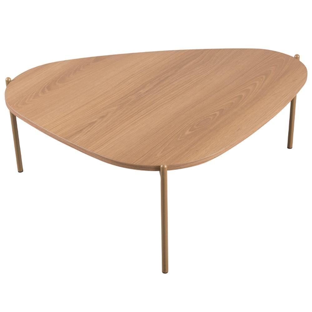 Mesa De Centro Para Sala De Estar Pés Metálicos Baixa Adek A03 Hanover Dourado - Lyam Decor - 3