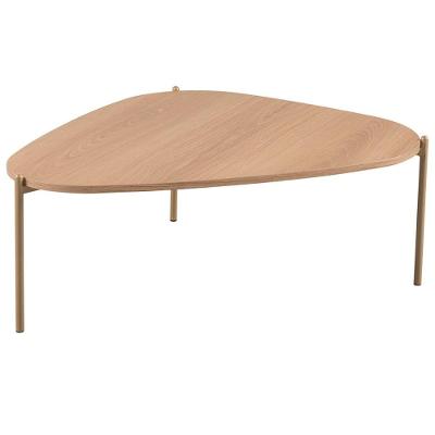 Mesa De Centro Para Sala De Estar Pés Metálicos Baixa Adek A03 Hanover Dourado - Lyam Decor