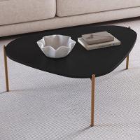 Mesa De Centro Para Sala De Estar Pés Metálicos Baixa Adek A03 Nero Dourado - Lyam Decor - 2