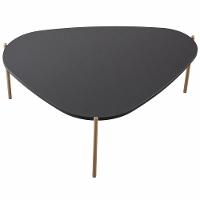 Mesa De Centro Para Sala De Estar Pés Metálicos Baixa Adek A03 Nero Dourado - Lyam Decor - 3