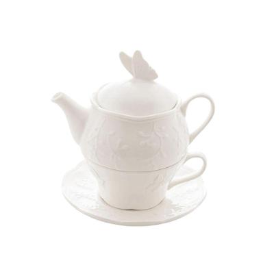 Conjunto Para Chá Em Porcelana Butterfly Flower Com 3 Peças Lyor