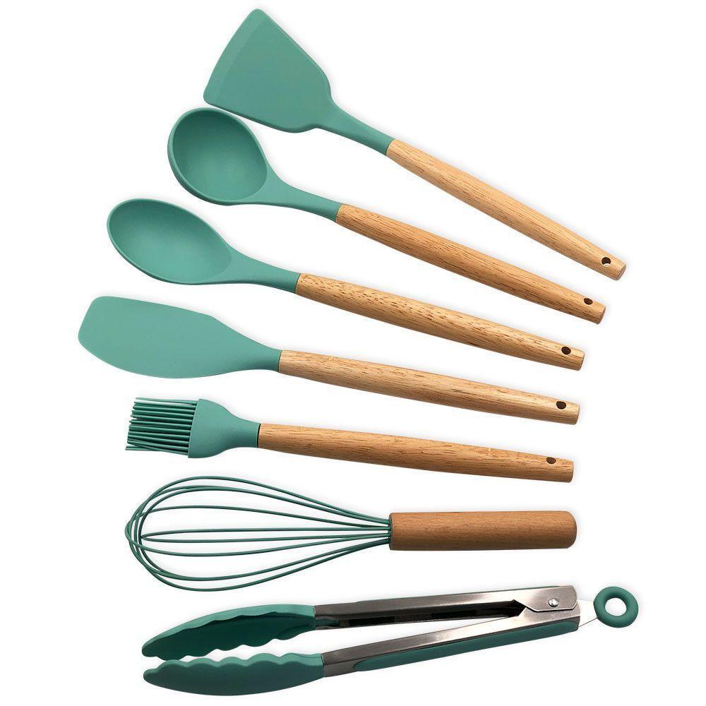 Conjunto De Utensilios Silicone 8 Peças - Verde Escuro - 2