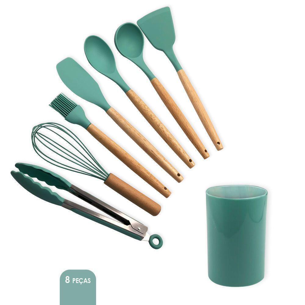Conjunto De Utensilios Silicone 8 Peças - Verde Escuro - 4
