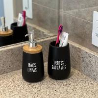 Conjunto Para Banheiro Em Cerâmica Preto Com 2 Peças Mimo Style - Exclusivo - 2