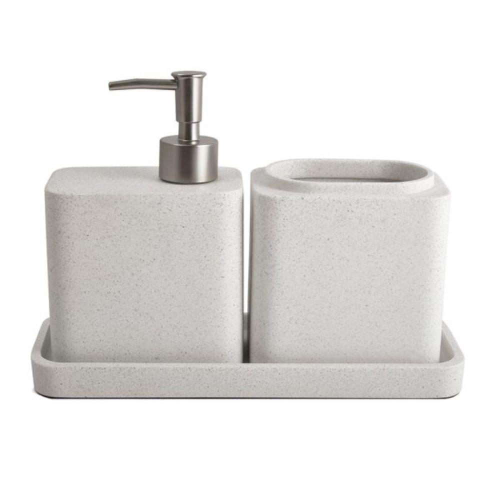 Conjunto Para Banheiro Em Poliresina Branco Com 3 Peças Mart - 1