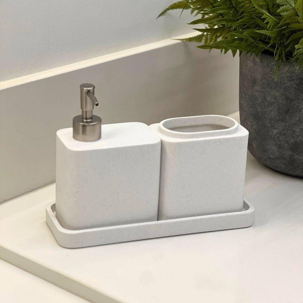 Conjunto Para Banheiro Em Poliresina Branco Com 3 Peças Mart - 3