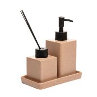 Conjunto Para Banheiro Em Cerâmica Granilite Quadratto Com 3 Peças Lyor Nude - 1