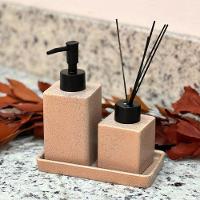 Conjunto Para Banheiro Em Cerâmica Granilite Quadratto Com 3 Peças Lyor Nude - 2