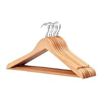 Kit 6 Cabides Madeira Marfim Com Verniz P Roupas Pesadas - 1