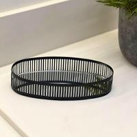 Bandeja Espelhada Oval Em Metal Berlin 26x13cm Lyor Preto Fosco - 2