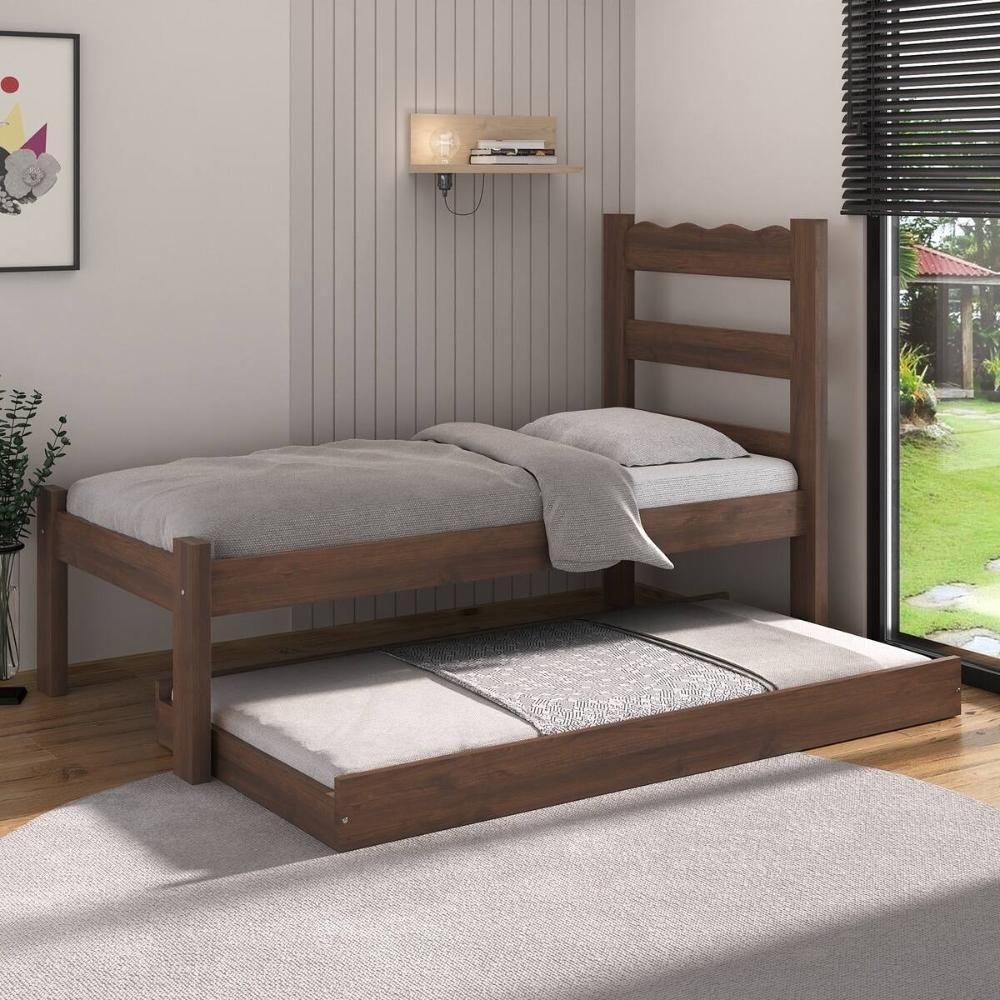 Bicama De Madeira Maciça Com Colchão Incluso Multimóveis Cr35258 Imbuia - 1