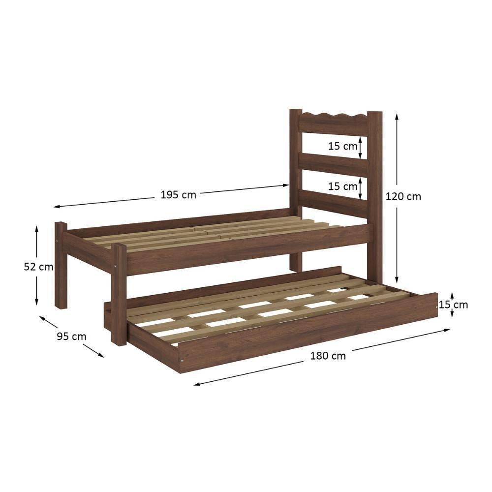 Bicama De Madeira Maciça Com Colchão Incluso Multimóveis Cr35258 Imbuia - 4