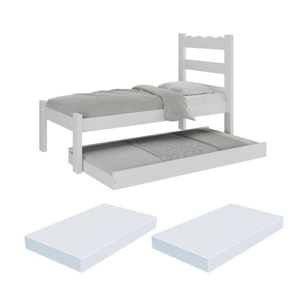 Bicama De Madeira Maciça Com Colchão Incluso Multimóveis Cr35258 Branco - 2