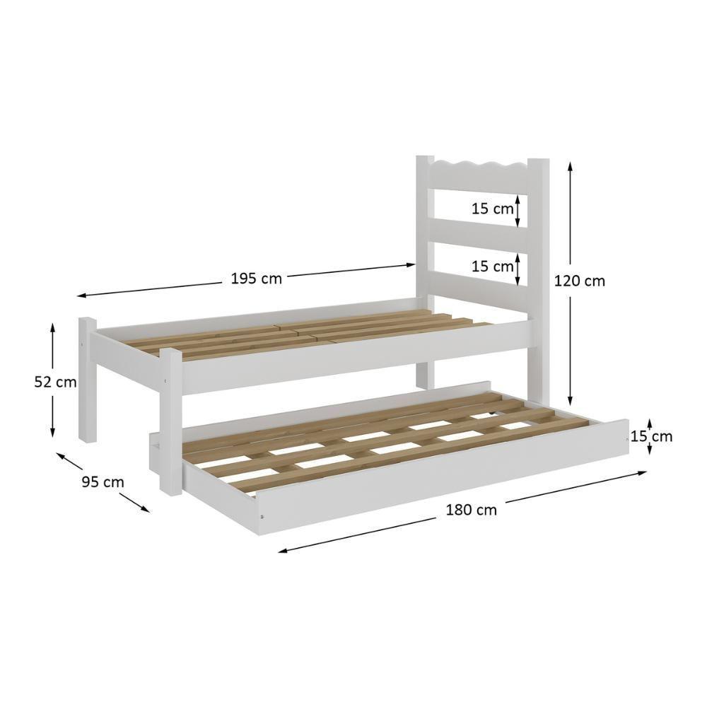 Bicama De Madeira Maciça Com Colchão Incluso Multimóveis Cr35258 Branco - 4