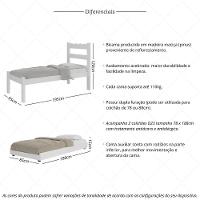 Bicama De Madeira Maciça Com Colchão Incluso Multimóveis Cr35258 Branco - 3