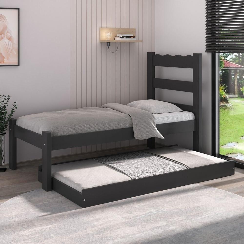 Bicama De Madeira Maciça Com Colchão Incluso Multimóveis Cr35258 Preto - 1