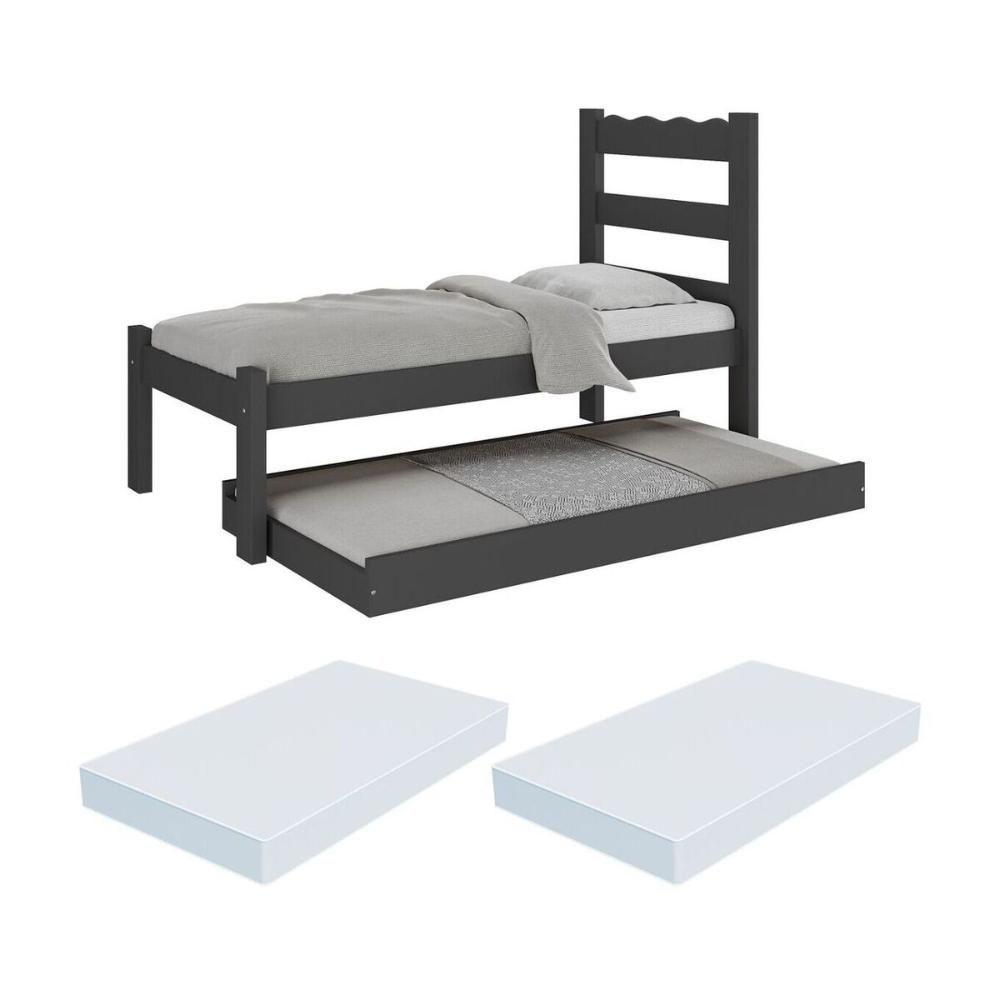 Bicama De Madeira Maciça Com Colchão Incluso Multimóveis Cr35258 Preto - 2