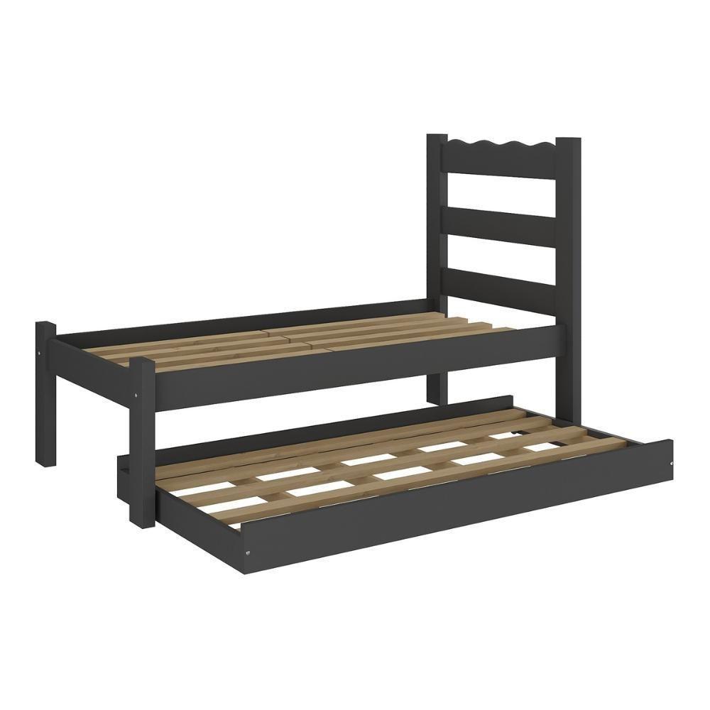 Bicama De Madeira Maciça Com Colchão Incluso Multimóveis Cr35258 Preto - 5