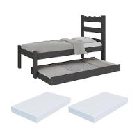 Bicama De Madeira Maciça Com Colchão Incluso Multimóveis Cr35258 Preto - 2