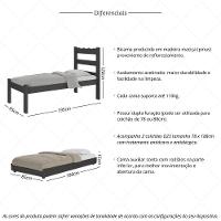 Bicama De Madeira Maciça Com Colchão Incluso Multimóveis Cr35258 Preto - 3