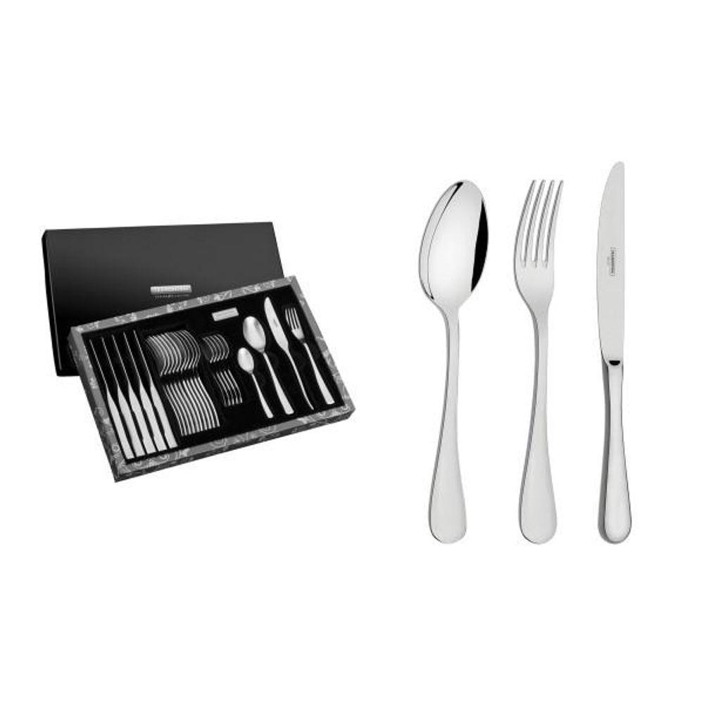 Faqueiro Tramontina Classic Em Aço Inox Com Facas De Mesa Forjadas Acabamento Brilho 24 Peças - 1