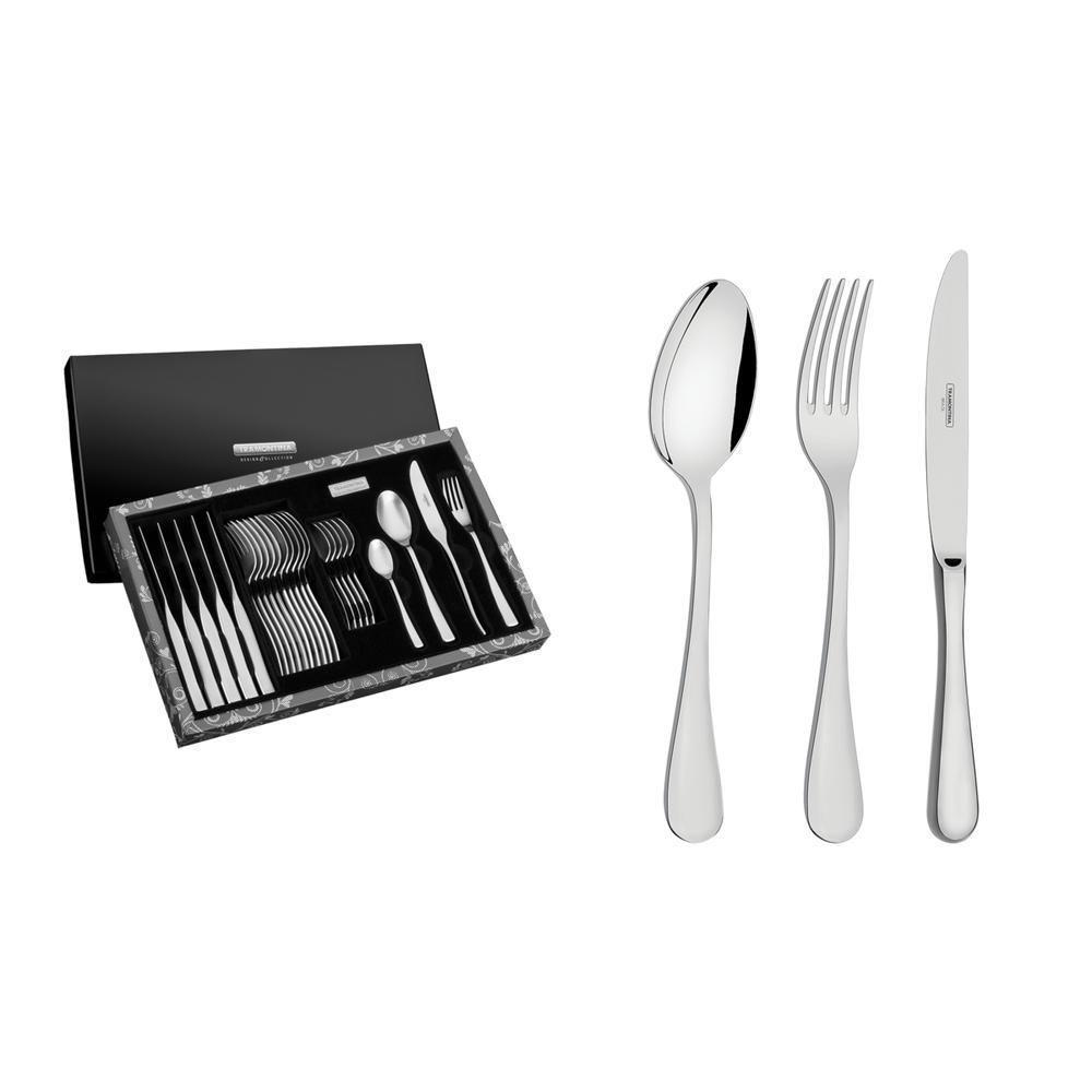 Faqueiro Tramontina Classic Em Aço Inox Com Facas De Mesa Forjadas Acabamento Brilho 24 Peças - 7