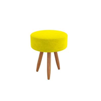 Puff Redondo Conforto Elegante Sala, Quarto E Escritório Amarelo
