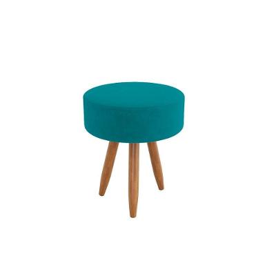 Puff Redondo Conforto Elegante Sala, Quarto E Escritório Azul Turquesa