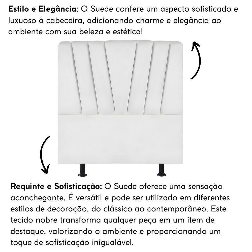 Cabeceira Solteiro Cama Box Estofada 90 Cm Lile Suede branco - 5