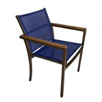 Conjunto De Mesa Jantar 1,80m Zurick Madeira Pétalas 8 Poltronas Amélia Tela Sling E Alumínio Azul - 2