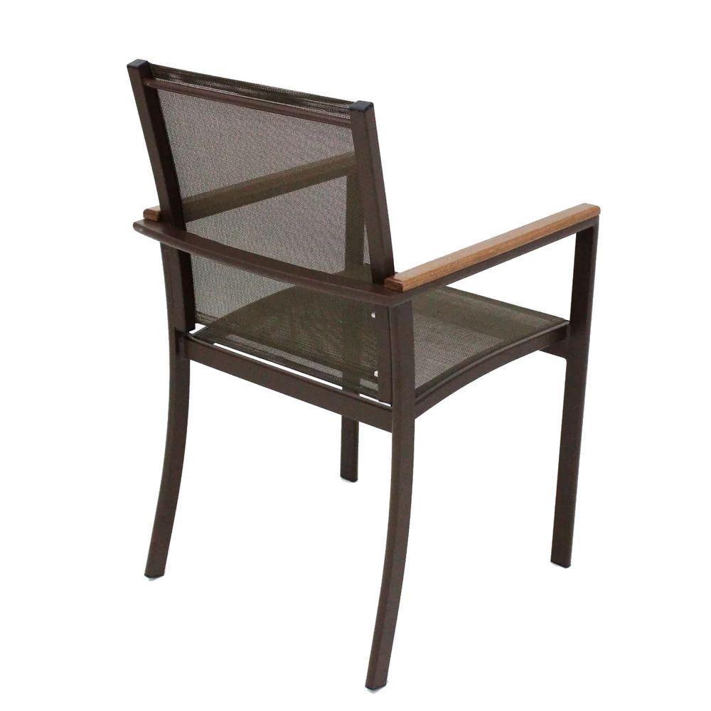 Conjunto De Mesa Jantar 1,80m Zurick Madeira Pétalas 8 Poltronas Amélia Tela Sling E Alumínio Marrom - 3
