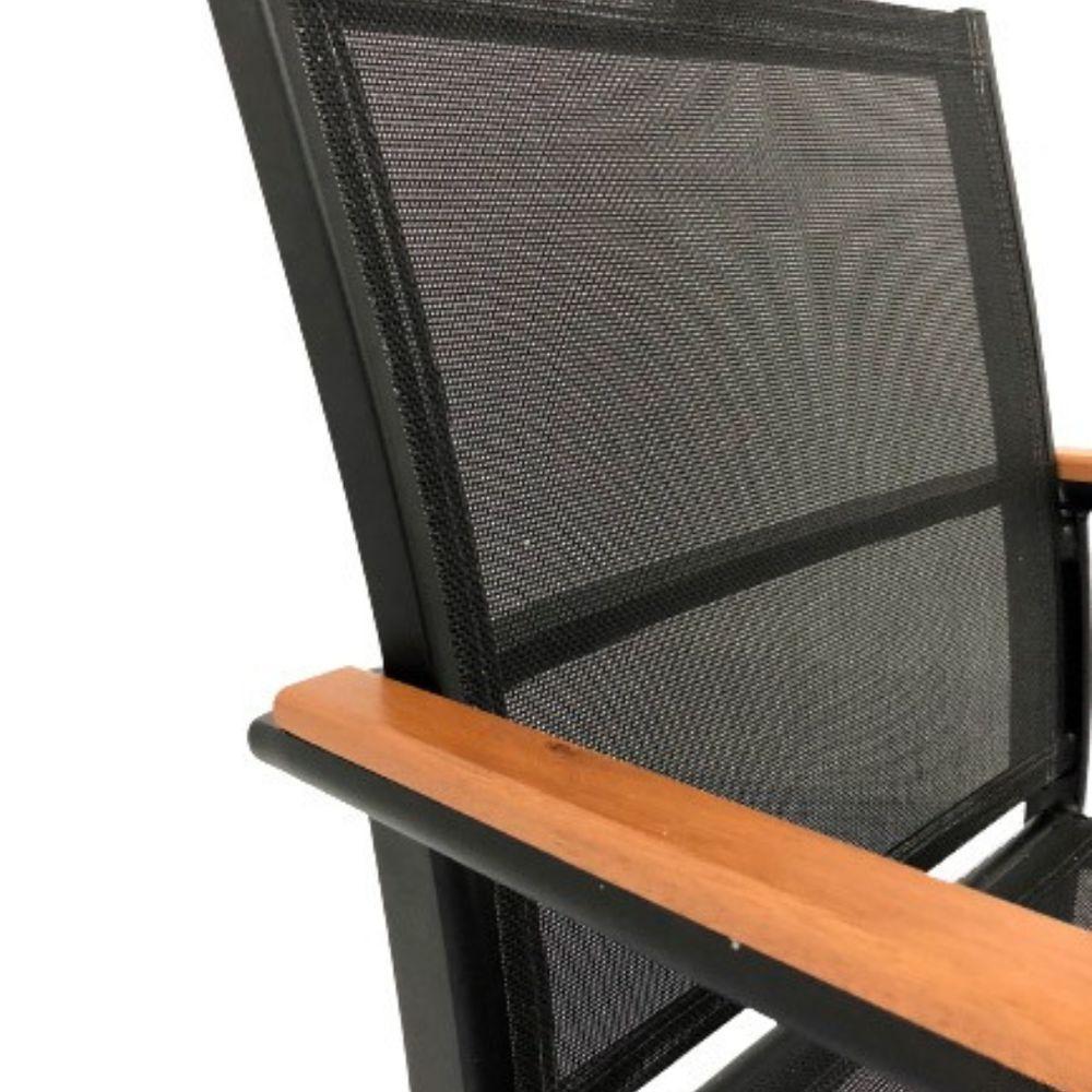 Conjunto De Mesa Jantar 1,80m Zurick Madeira Pétalas 8 Poltronas Amélia Tela Sling E Alumínio Preto - 5