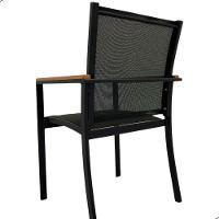 Conjunto De Mesa Jantar 1,80m Zurick Madeira Pétalas 8 Poltronas Amélia Tela Sling E Alumínio Preto