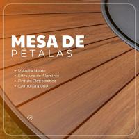 Conjunto De Mesa Jantar 1,80m Zurick Madeira Pétalas 8 Poltronas Amélia Tela Sling E Alumínio Preto - 7