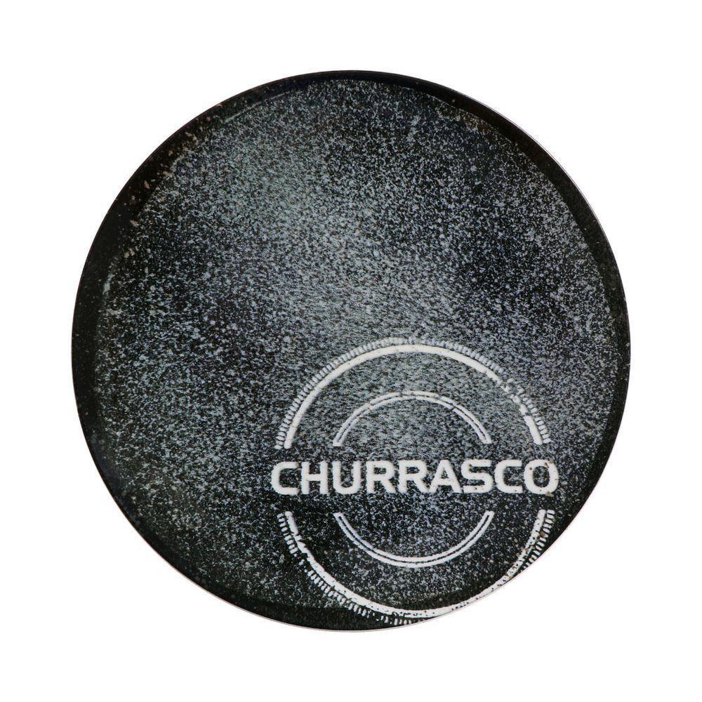 Prato Raso Tramontina Churrasco Carbon Em Porcelana Decorada 25 Cm - 1