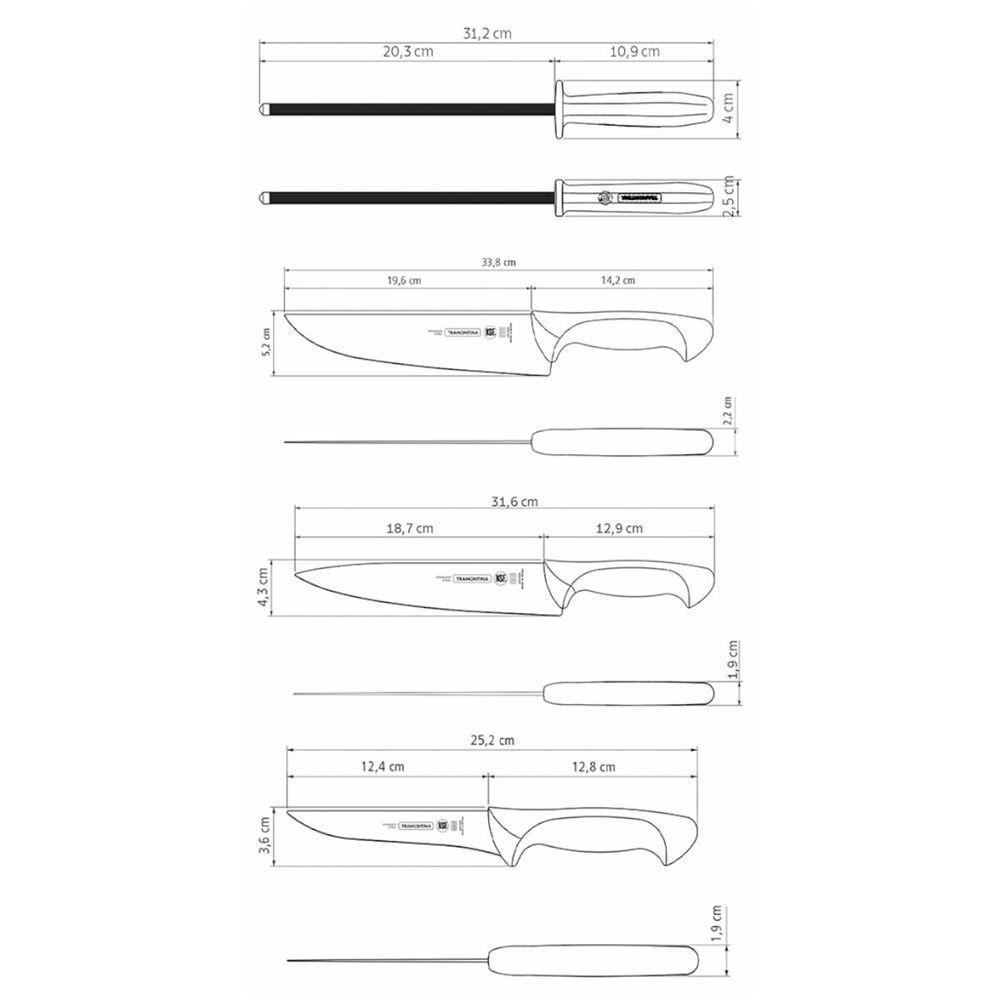 Jogo De Facas Para Churrasco Tramontina Aço Inox Polipropileno 4 Peças - 4