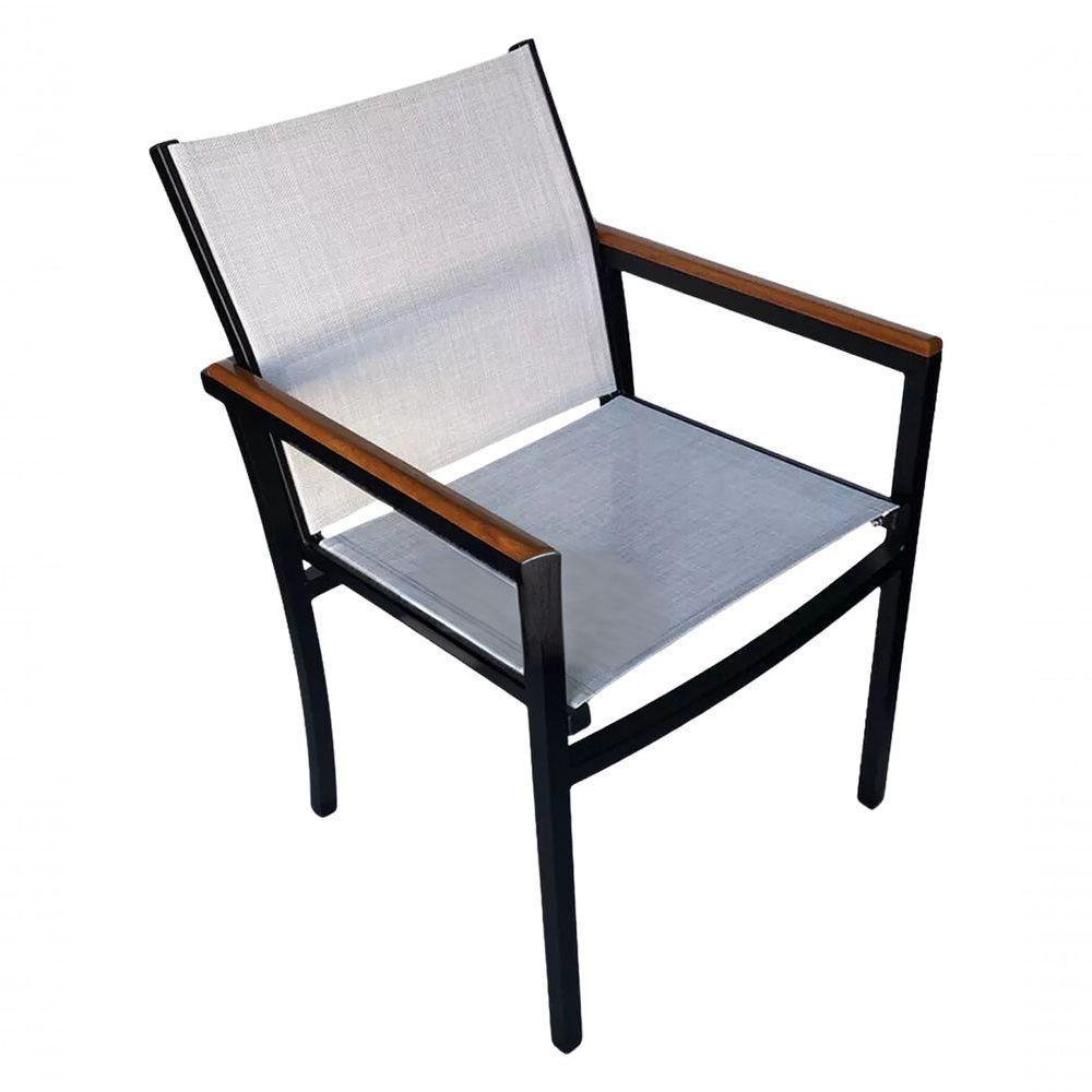 Conjunto De Mesa Jantar 1,80m Zurick Madeira Pétalas 8 Poltronas Amélia Tela Sling E Alumínio Branco - 3