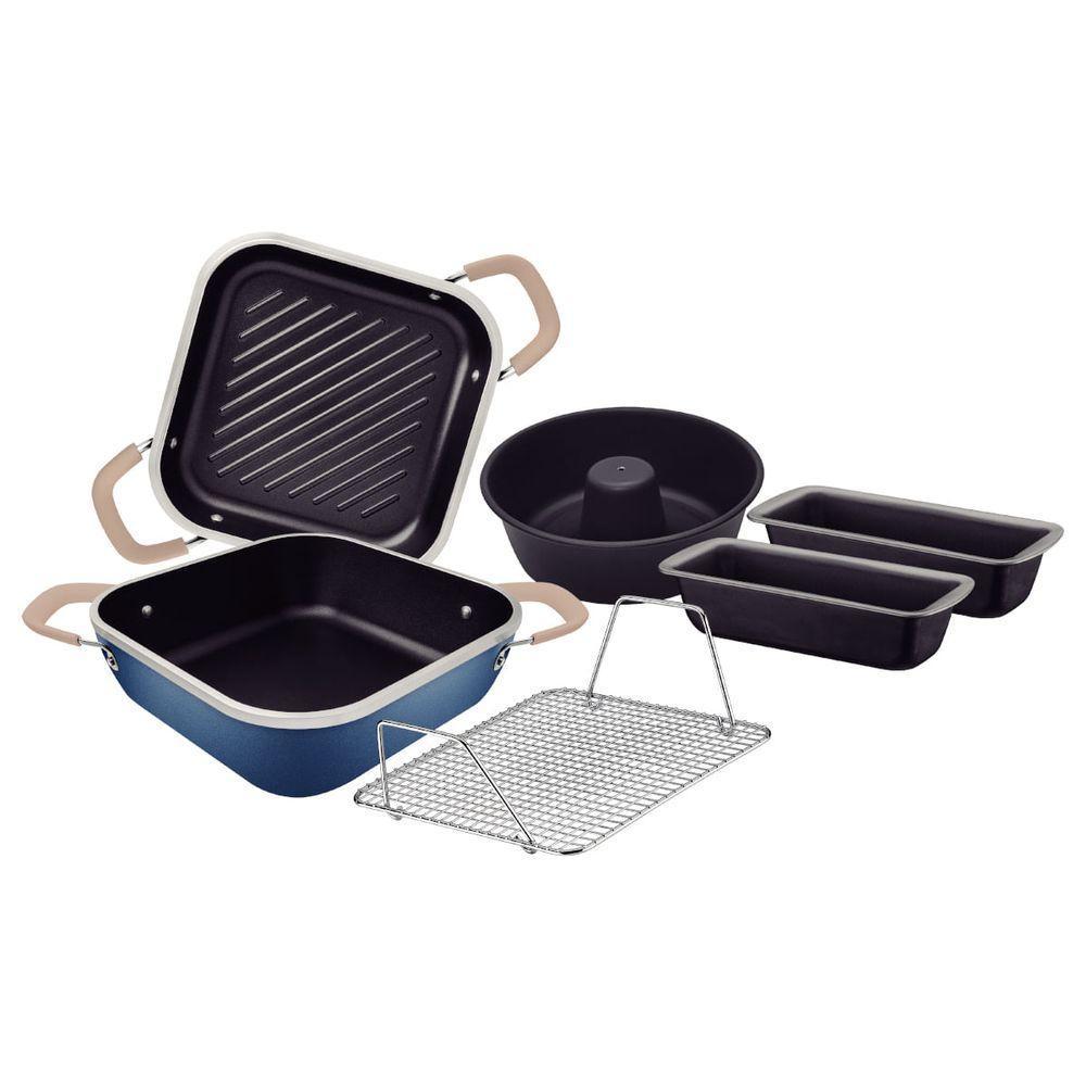 Kit Tramontina Lyon Alumínio Forjado Starflon Azul Elementar 6 Peças - 1