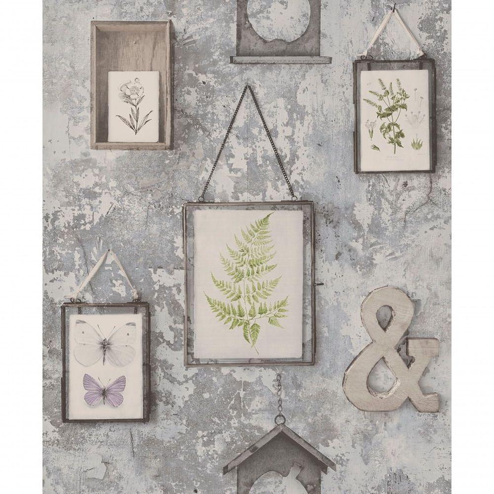 Papel De Parede Exposure Ep2102 Parede Envelhecida Com Molduras - Rolo 10m X 0,53m - 1