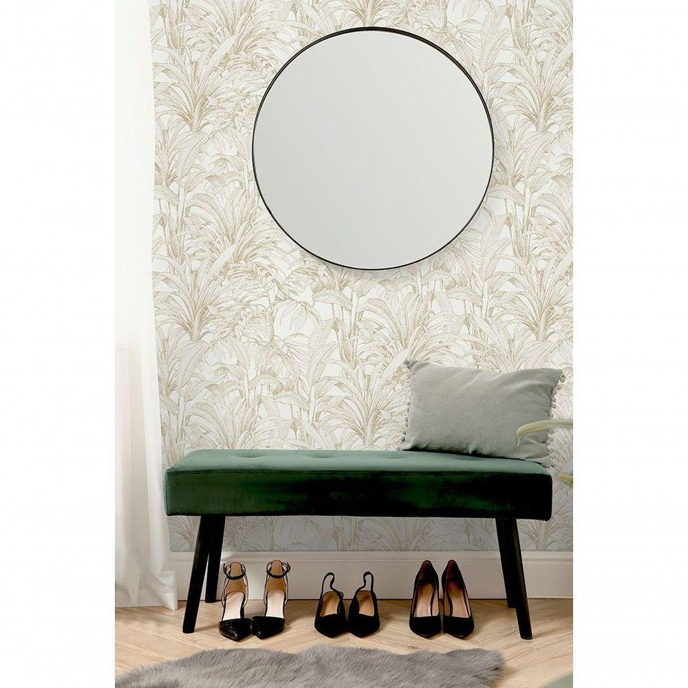 Papel De Parede Muse Folhagem Branco E Dourado A51402 - 1