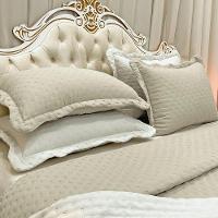 Kit Cobre Leito Colcha Casa Scarpa Perone King Dupla Face Toque De Pluma Micro Percal 300 Fios 3 Peças Palha - 2