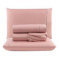 Kit Com 4 Jogos Cama Lençol Casal Padrão Micro Percal 400 Fios Ponto Palito 4 Peças Rosê + Rosa - 5