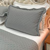 Kit Cobre Leito Colcha Casa Scarpa Perone King Dupla Face Toque De Pluma Micro Percal 300 Fios 3 Peças Cinza