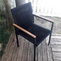 Jogo De Mesa Ripada 1,00m 4 Poltronas Amélia Corda Náutica Para Jantar Jardim Piscina Preto - 2