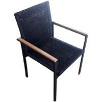 Jogo De Mesa Ripada 1,00m 4 Poltronas Amélia Corda Náutica Para Jantar Jardim Piscina Preto - 5