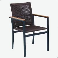 Jogo De Mesa Ripada 1,00m 4 Poltronas Amélia Corda Náutica Para Jantar Jardim Piscina Marrom - 2